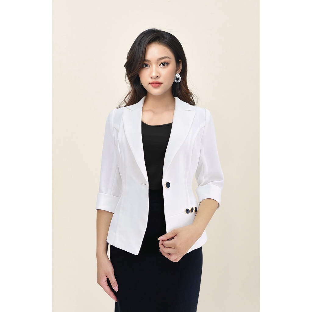 Áo Vest Nữ Trắng Tay Lỡ Luperi Một cúc trước áo 2 lớp dày dặn LFVEST086