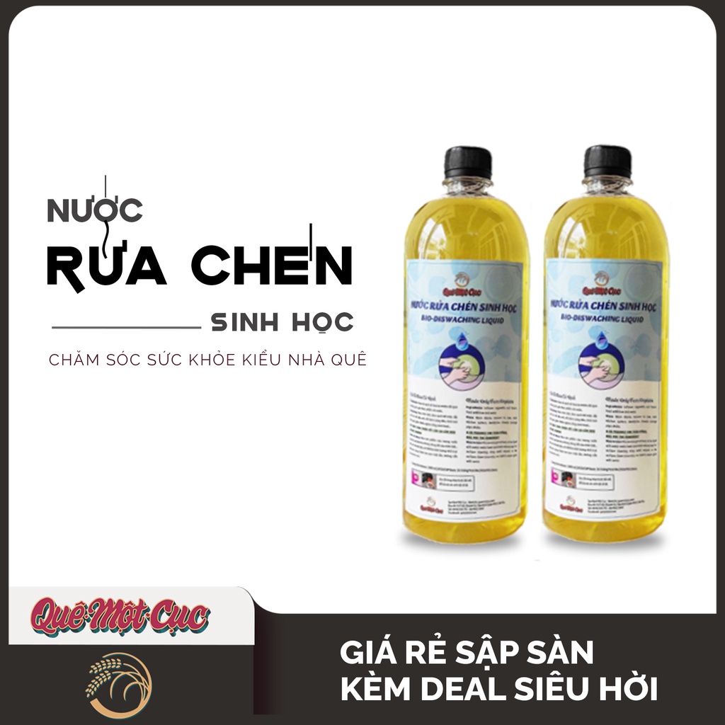 Nước rửa chén sinh học (có ưu đãi), nước rửa chén hữu cơ, Quê Một Cục, 1 lít