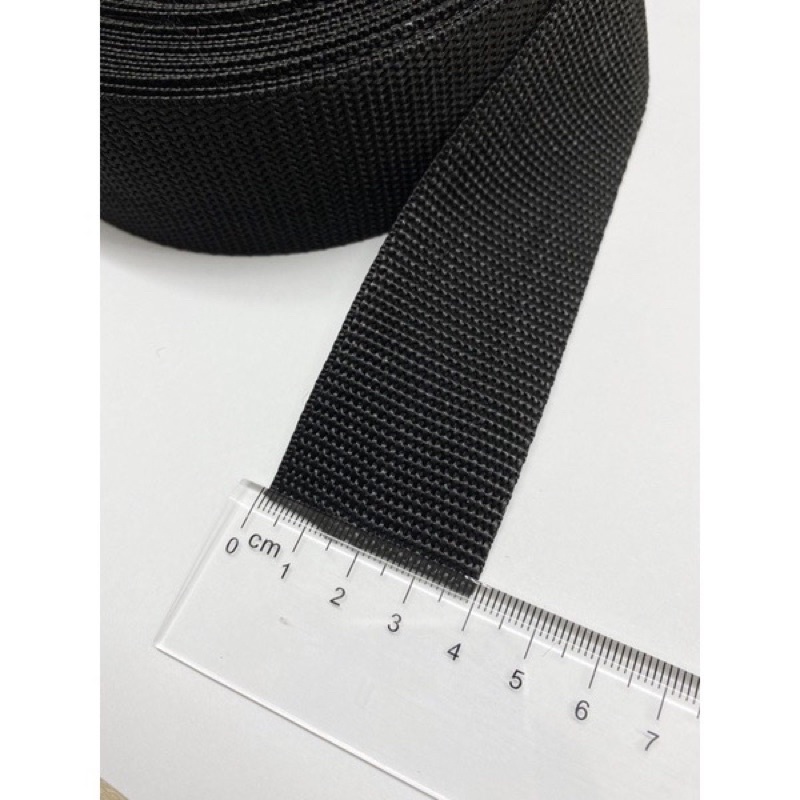 Dây quai dẹt đen, dây dù đủ size. cuộn 5/10m