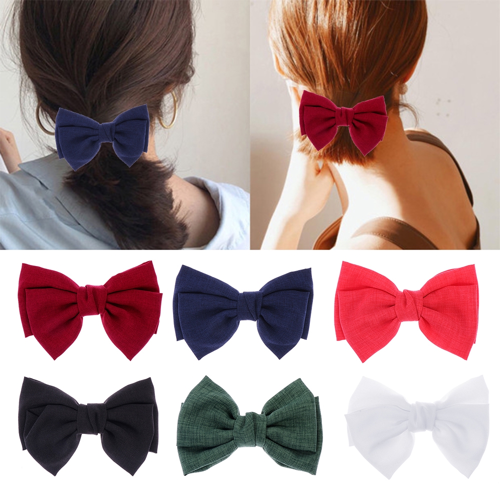Kẹp tóc nơ bản to xinh xắn cho nữ