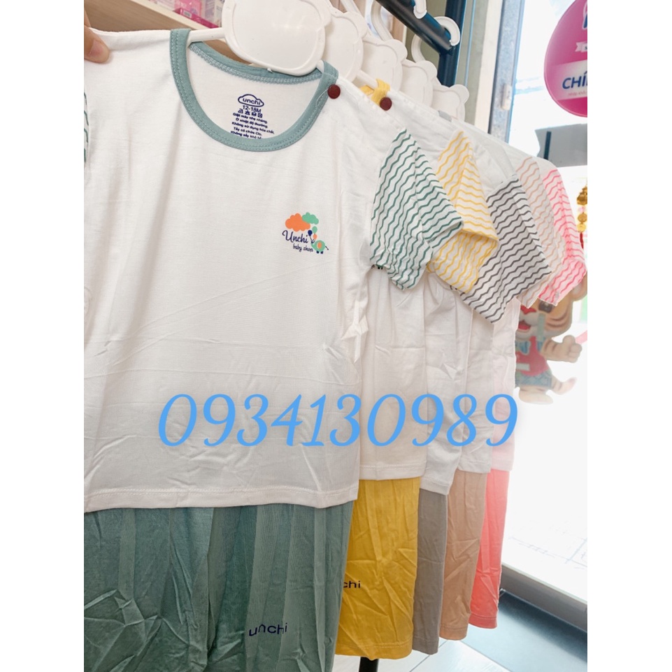 Đồ bộ ngắn tay Unchi vải siêu mềm cho bé trai bé gái 5-15kg