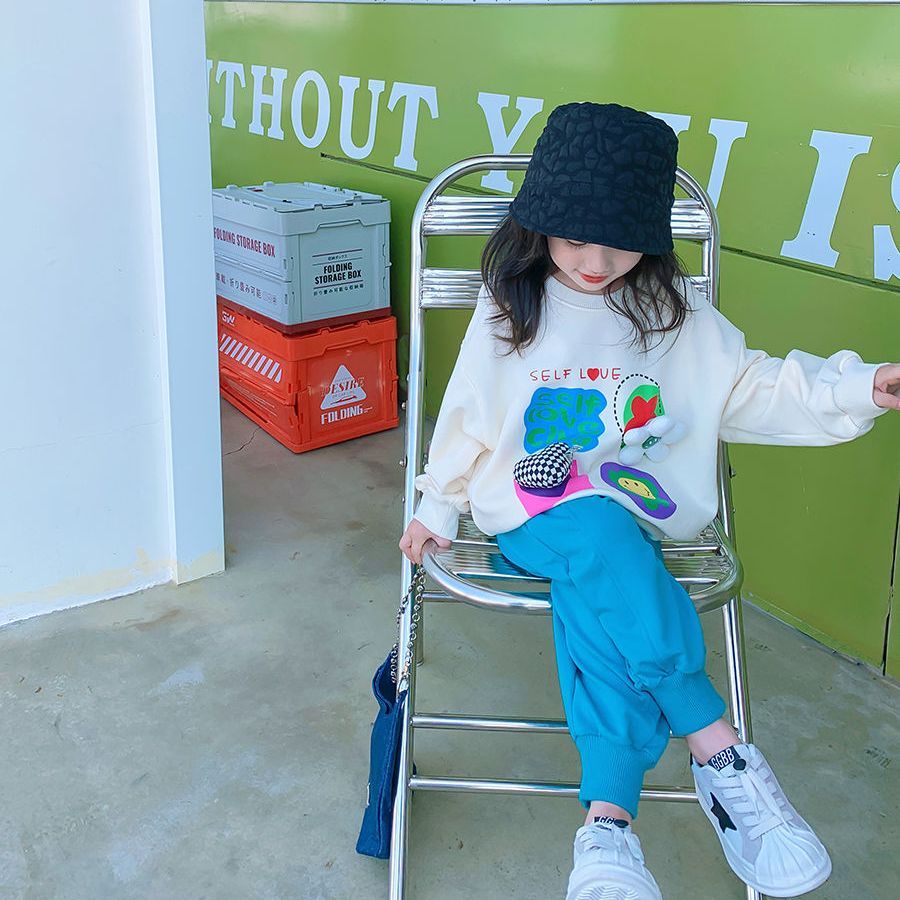 Áo Sweater Tay Dài In Họa Tiết Graffiti Phong Cách Hàn Quốc Nhật Bản Dễ Thương Thời Trang Xuân Thu 2022 Cho Bé Gái
