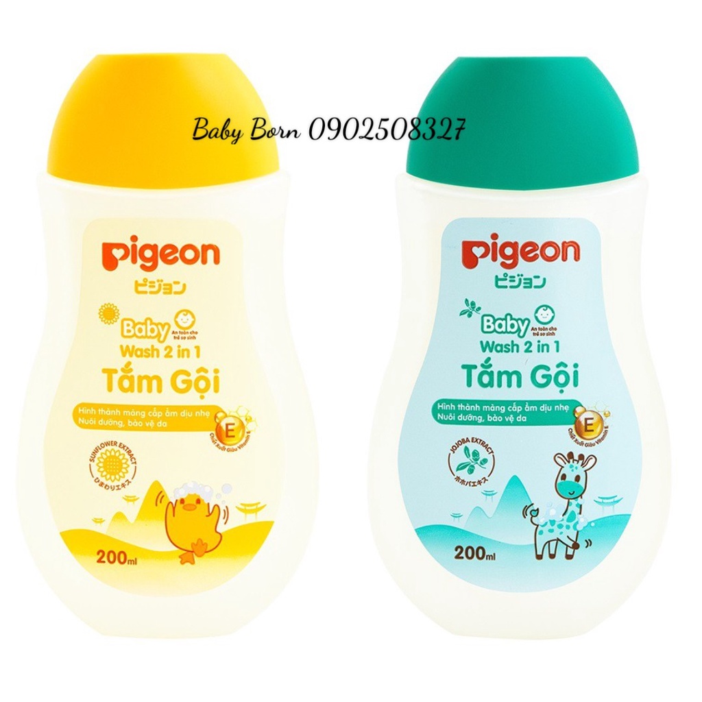 {CHÍNH HÃNG} - Tắm gội dịu nhẹ Pigeon 200ml Hoa hướng dương/Jojoba (Mẫu mới nhất)