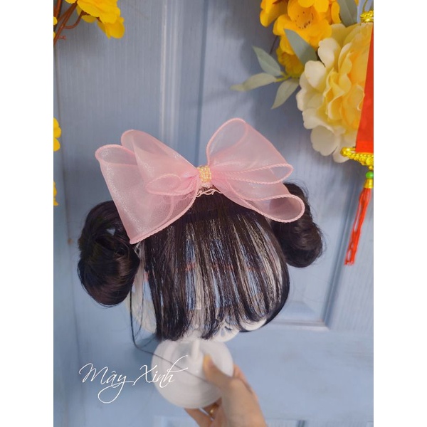 Băng đô tóc giả nơ bèo xinh cho bé