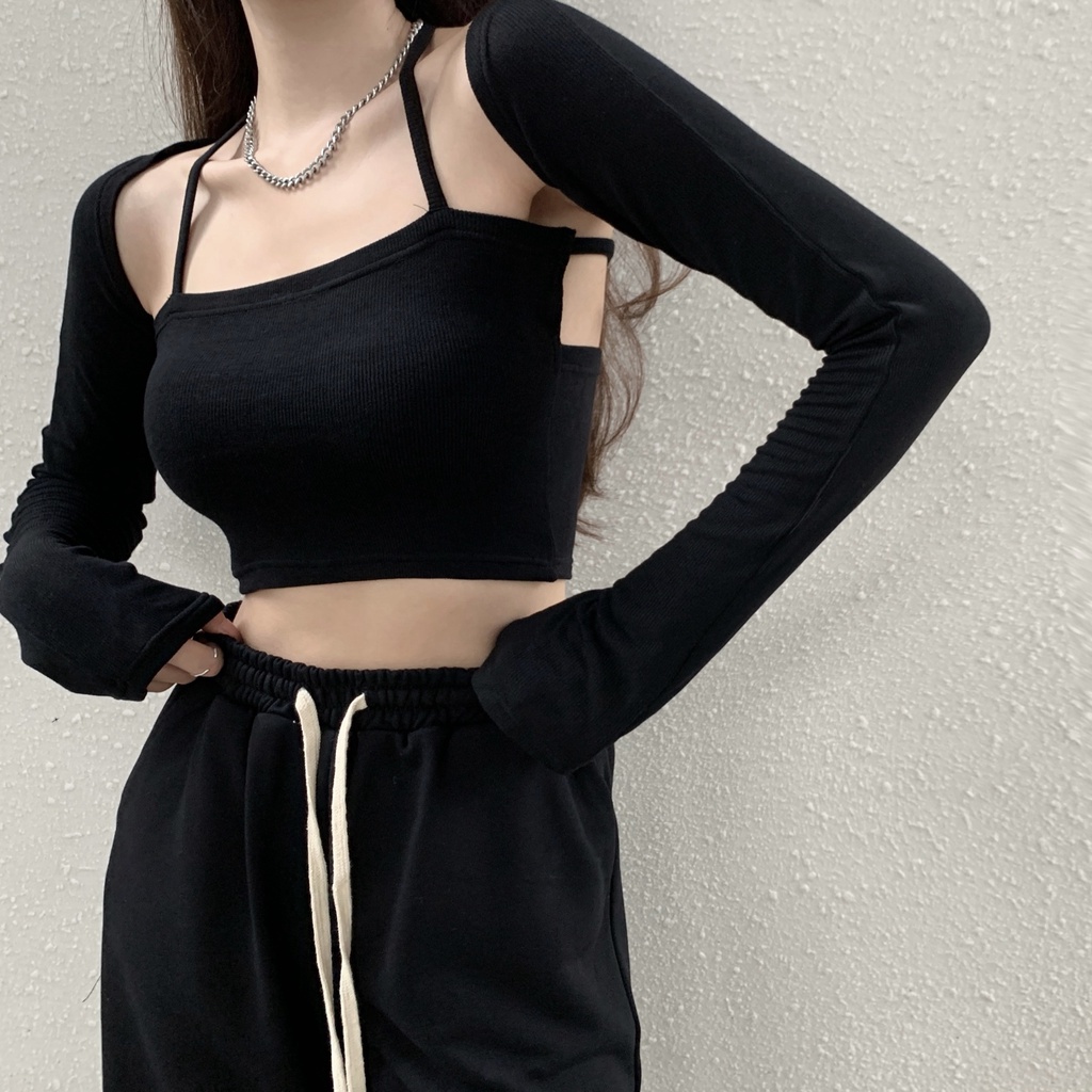 COZOK Set áo khoác cardigan tay dài + áo sát nách chống nắng thời trang cho nữ
