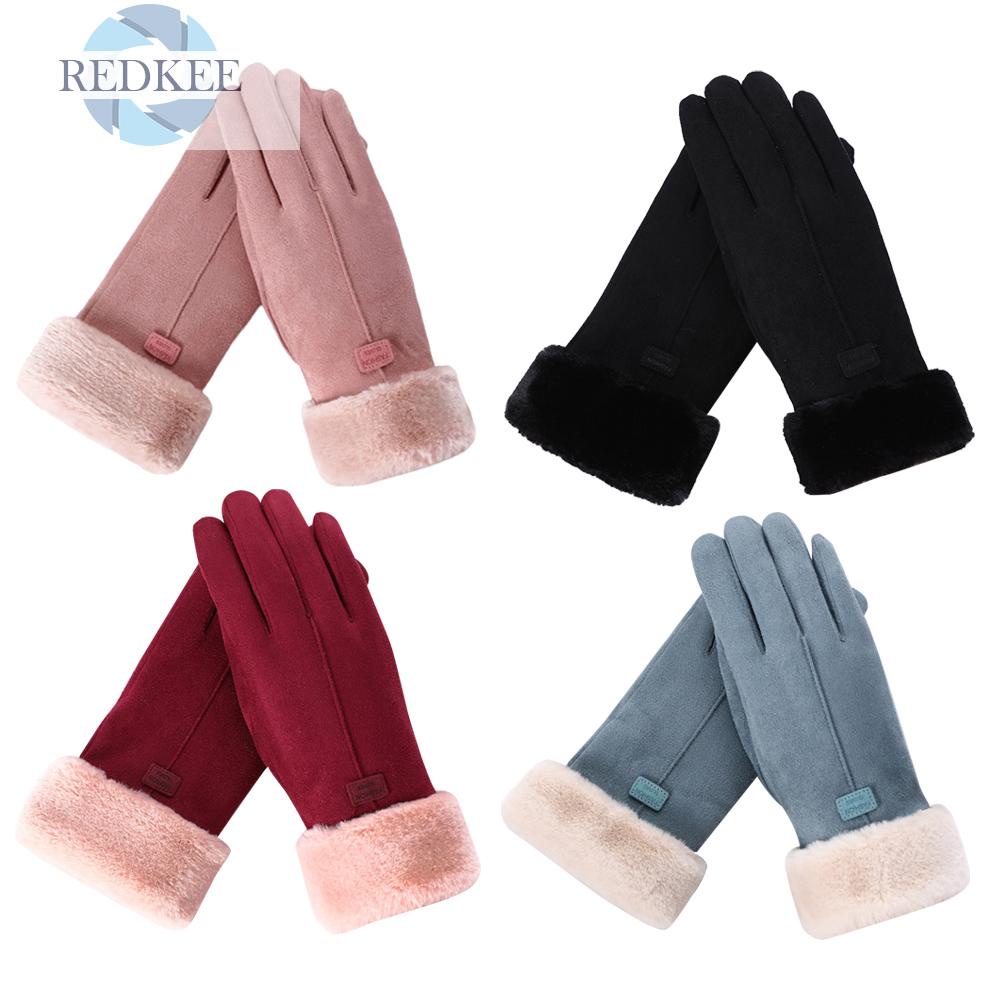 Đôi Găng Tay Da Lộn Giữ Ấm Cảm Ứng Thời Trang Cho Nữ