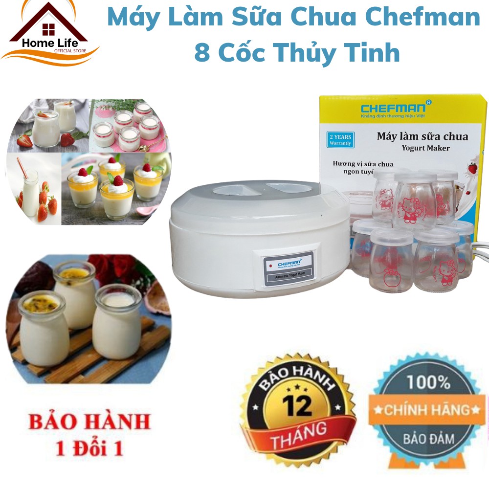 Máy Làm Sữa Chua Chefman CM-302T Loại 8 Cốc Thủy Tinh Chính Hãng