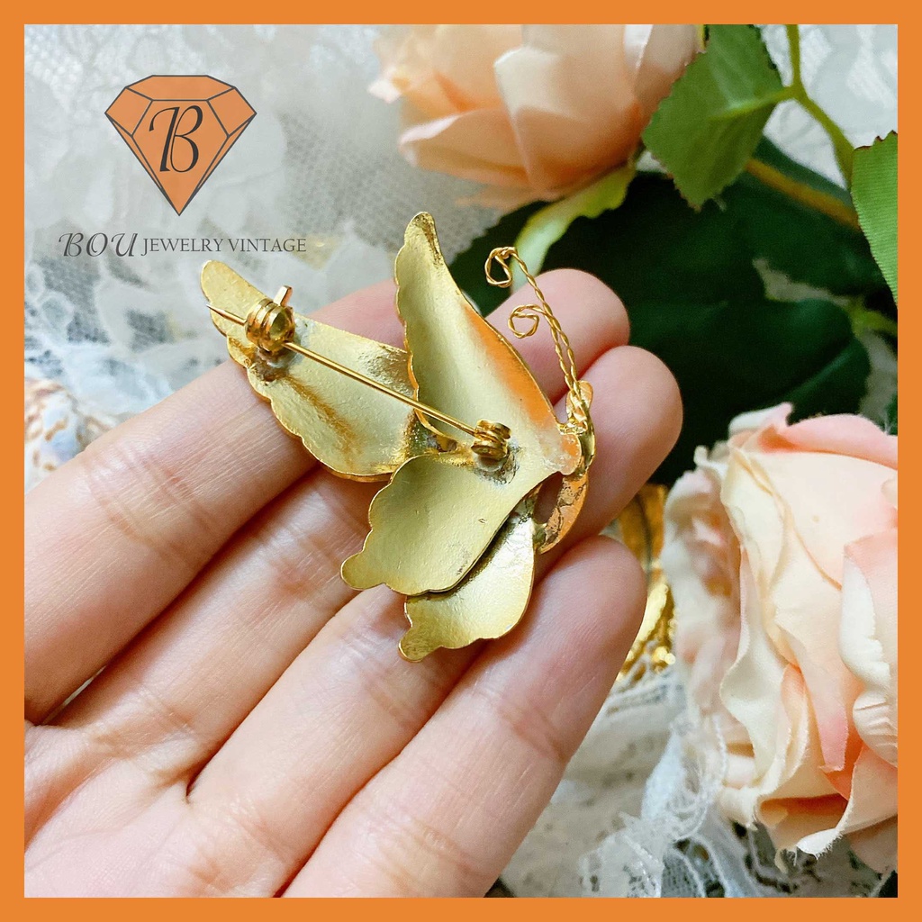 CÀI ÁO HÌNH BƯỚM PHÁP LAM SECONDHAND TRANG SỨC SI NHẬT BẢN BOU JEWELRY VINTAGE MÃ CA213