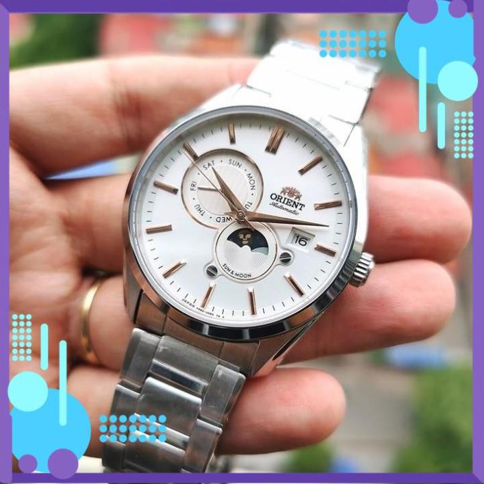 HOT Đồng Hồ Nam Orient SUN AND MOON GEN 5 RA-AK0301S00C dây kim loại size 42mm