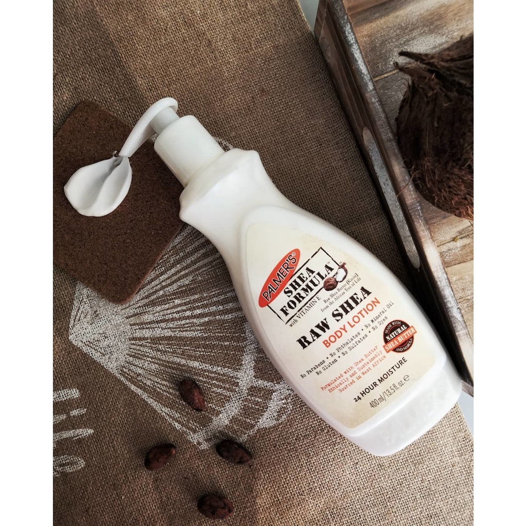 |Mẫu Mới| Palmers Raw Shea Body Lotion - Dưỡng thể chiết xuất từ Bơ hạt mỡ và Vitamin E 400ml