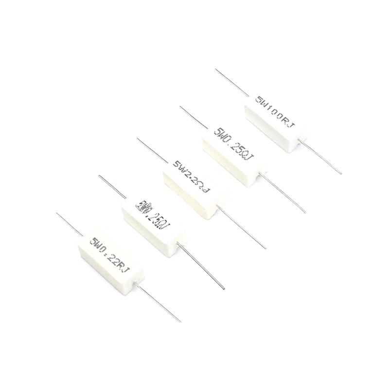 Bộ 10 điện trở bằng sứ 5W 5% 0.22R 0.25R 0.5R 1R 2.2R 5R 10R 15R 20R 100R