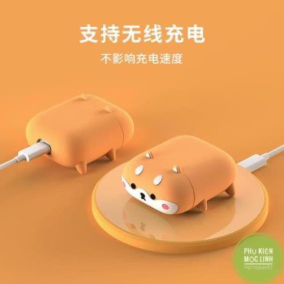 Vỏ Bảo Vệ Bao Đựng Hộp Sạc Tai Nghe, Case Airpods 2/3/1/i7/i9/i12/Pro - Sillicone Chống Bẩn Chó Corgi Husky PK.Store