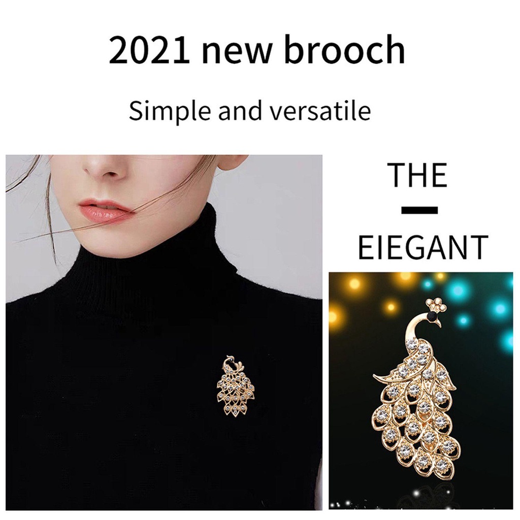 Trâm Cài Áo Hình Con Công Đính Đá|Ghim Hợp Kim