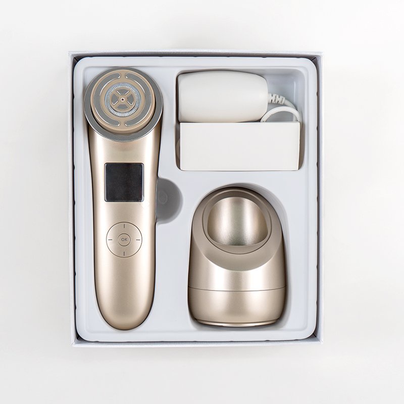 Máy nâng cơ mặt đẩy tinh chất trẻ hóa da Nanotime F81E HT Beauty, máy massage chăm sóc da bằng sóng RF Photon kết nốiapp