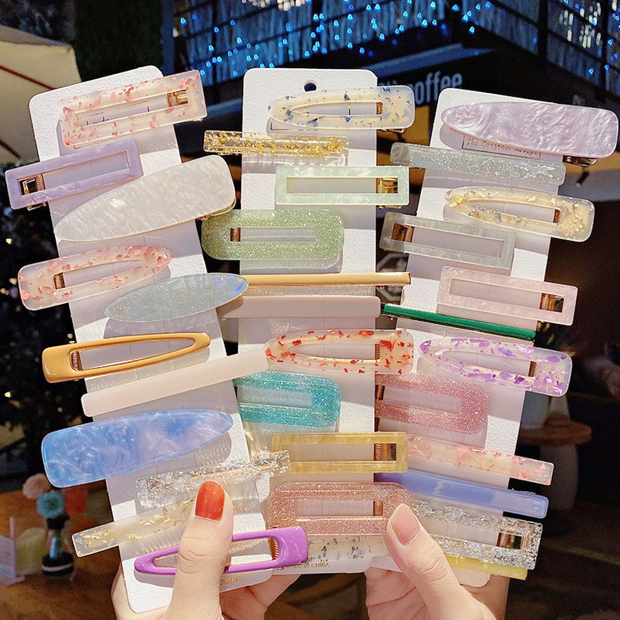 Bộ Kẹp Tóc Nhựa Acrylic Màu Kẹo Ngọt Phong Cách Hàn Quốc