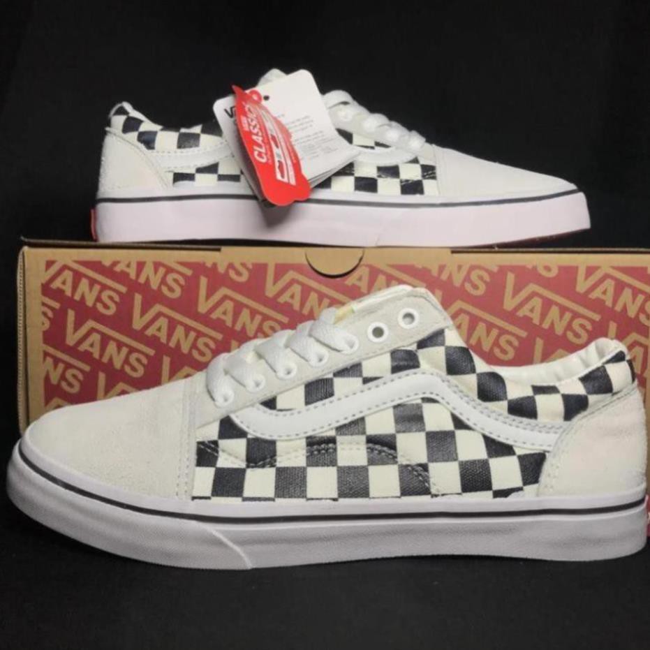 Giầy Sneaker Vans Old School Caro XÁm Trắng Mũi Nhung | Ảnh Thật - Full Box | P09 : _