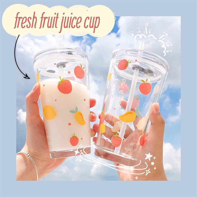 Cốc, Ly Thủy Tinh Cao Fresh Fruit Juice Uống Trà, Cafe (set 3 món)