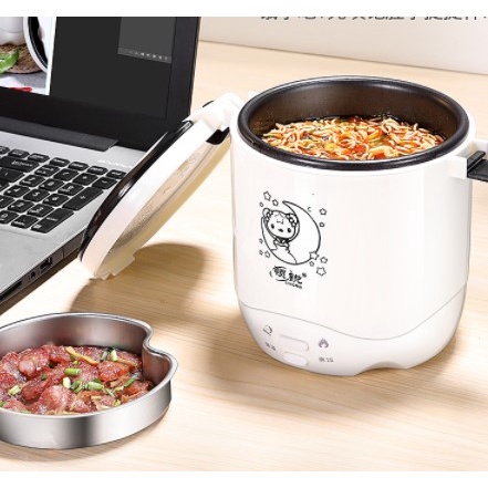 Nồi cơm điện, cặp lồng điện mini 2 trong 1 thế hệ mới - 1.2L du lịch di động đa năng cho các món súp Các bước Bột yến mạch Nitrogen071