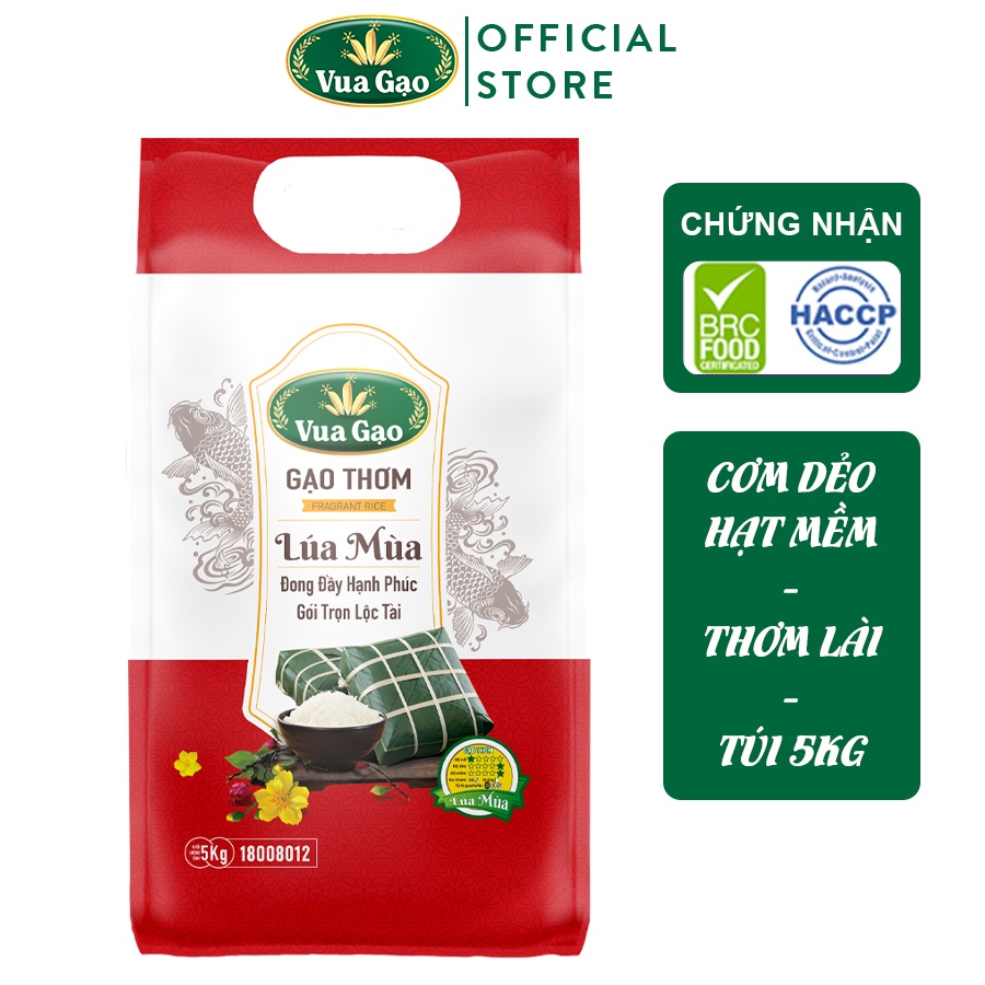 Gạo Thơm Lúa Mùa - Chính Hãng Vua Gạo - Túi 5kg (Cam kết date mới)