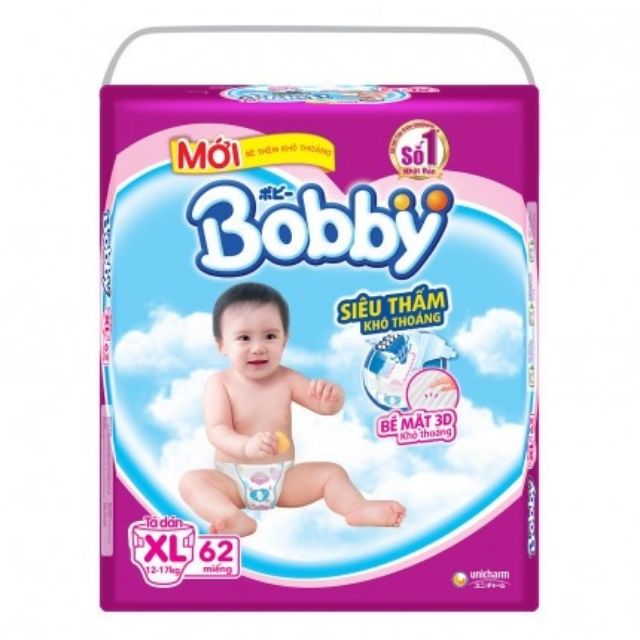 Bỉm tã dán siêu mỏng Bobby Fresh M76/L68/XL62/XXL56