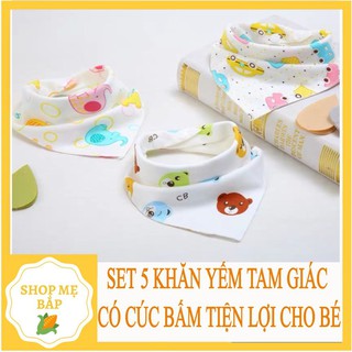 Set 5 khăn yếm tam giác có cúc bấm ❤️freeship❤️ khăn yếm có cúc bấm 100% cotton ad19+5