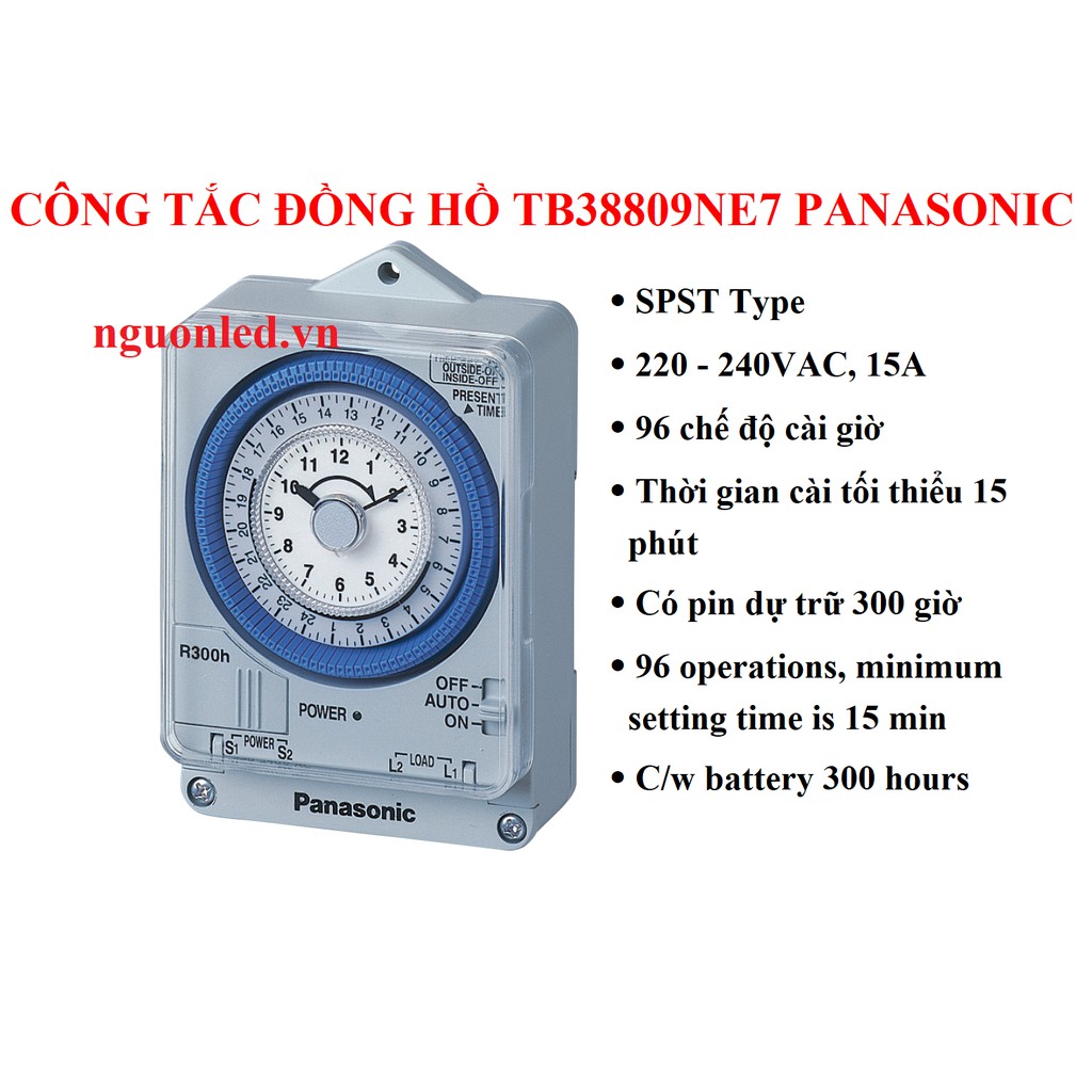 Công tắc đồng hồ điện tử (NÊN MUA) hay còn gọi là Timer hẹn giờ, công tắc hẹn giờ TB38809NE7/TB35809NE5 hiệu Panasonic.