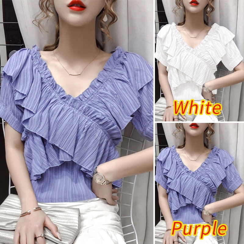 Zanzea Áo Nữ Tay Ngắn Cổ Chữ V Thời Trang Đường Phố Hàn Quốc