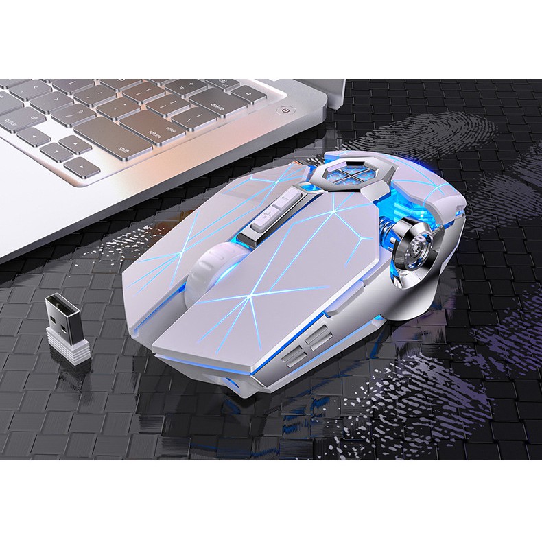 Chuột Chuyên Game Không Dây Tích Hợp Pin Sạc Trực Tiếp Có Đèn LED Nhấp Nháy Đổi Màu