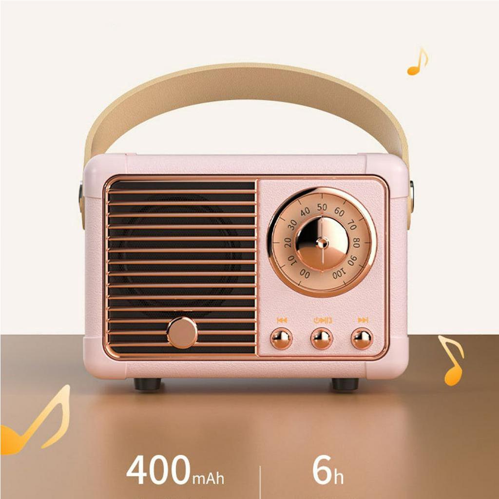 [Hàng HOT] Loa Bluetooth không dây mini di động - Loa nghe nhạc bluetooth cổ điển có quai cầm bằng da【Carbon070】