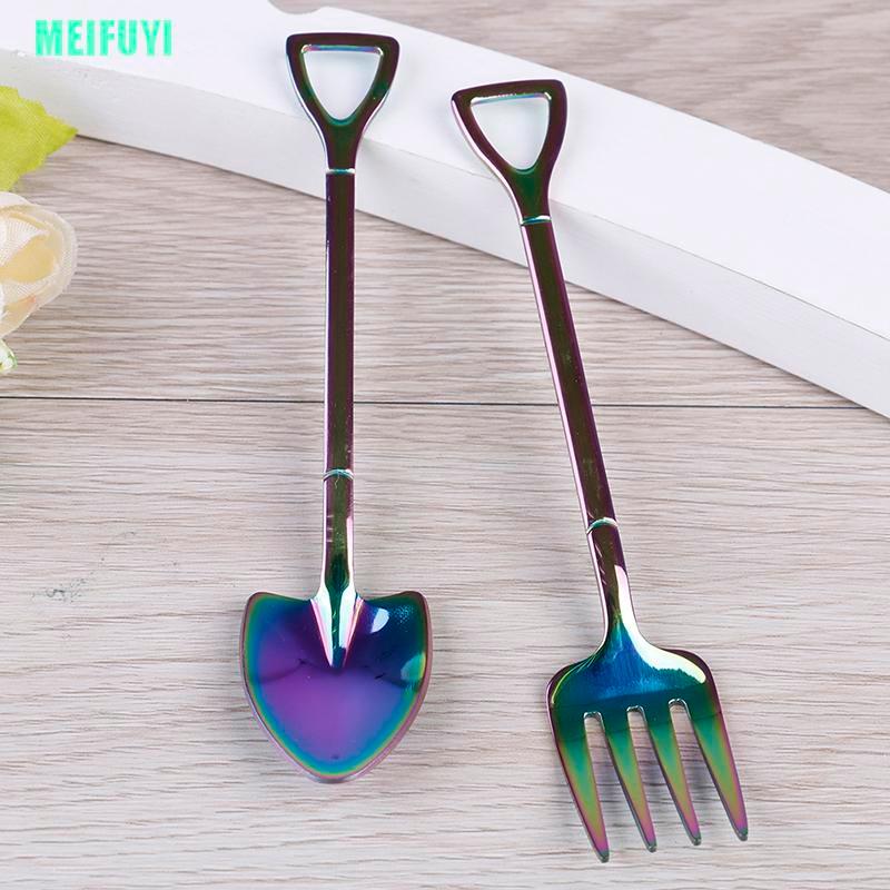 Set 1 Muỗng / Nĩa / Dao Bằng Thép Không Gỉ Thiết Kế Hình Xẻng Độc Đáo