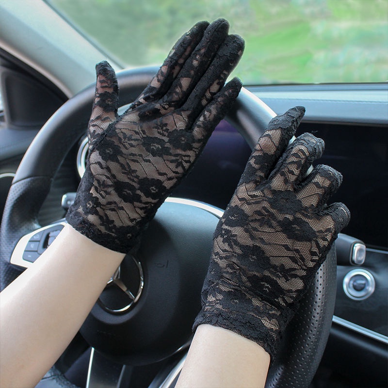 Găng tay chống nắng chống tia UV bằng lụa mát phối ren dùng khi lái xe/đạp 3ZjV