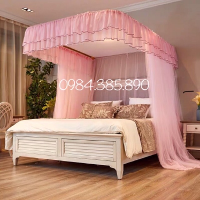 Màn khung không khoan tường 2 cột cao cấp ; mùng khung