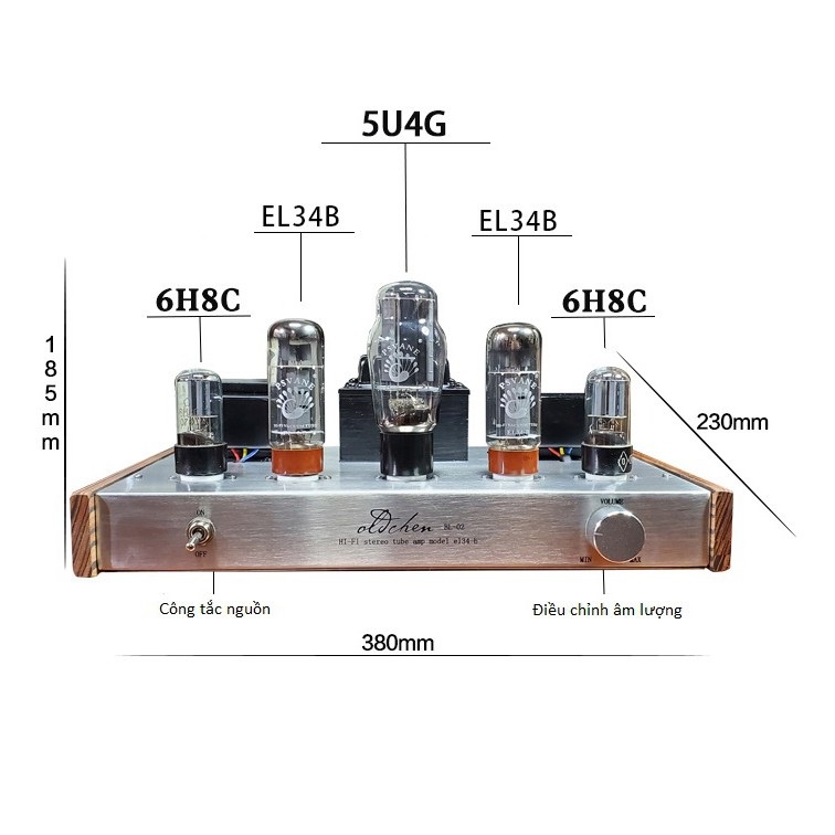 Bộ Ampli Đèn Khuếch Đại Âm Thanh Oldchen EL34 BL02 Cao Cấp