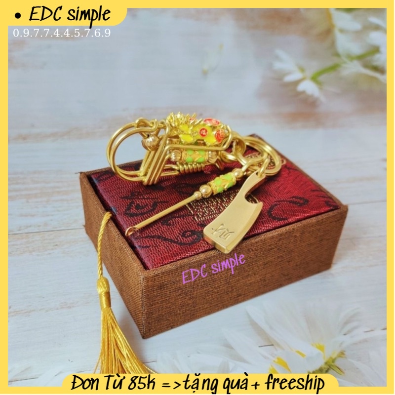 Móc khoá phong thuỷ tỳ hưu vàng ngậm ngọc cao cấp