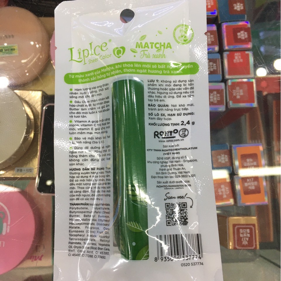 Son dưỡng môi Lipice Sheer Color Q MATCHA ( Hồng tự nhiên) hương thơm ngọt ngào , quyến rũ