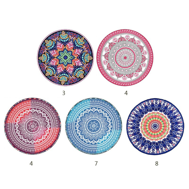 Thảm Yoga Hình Tròn Họa Tiết Mandala Phong Cách Boho