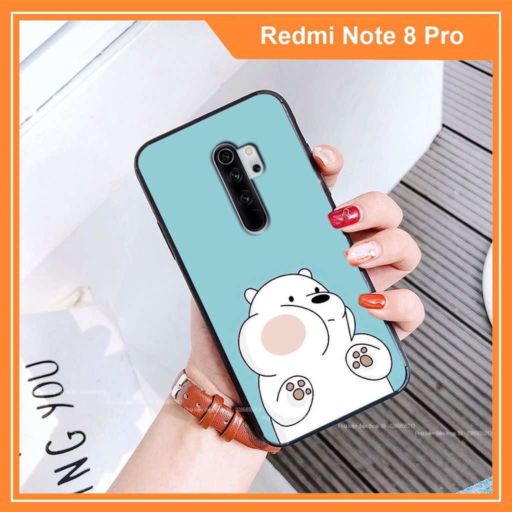 Ốp lưng Xiaomi Redmi Note 8 Pro in hình 3D dễ thương gấu bear đáng yêu - RẺ - BỀN - ĐẸP