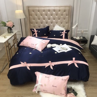 Trọn bộ chăn ga gối lụa Love (4 màu)