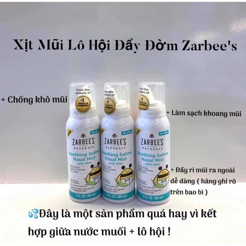 Xịt mũi lô hội đẩy đờm Zarbee’s 88ml