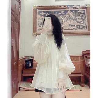 Áo kiểu nữ đẹp babydoll tay bồng bánh bèo dễ thương