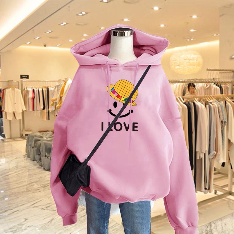 Áo hoodie I love, Áo nỉ Unisex from rộng, Chất nỉ ấm mặc không xù, thiết kế phong cách - MODY
