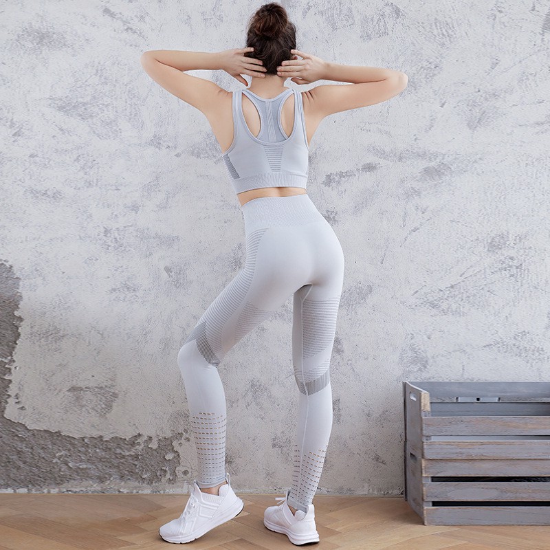 Bộ tập gym yoga nữ quần dài áo bra vải dệt kim cao cấp | quần áo tập yoga shape gymclothes  SET02