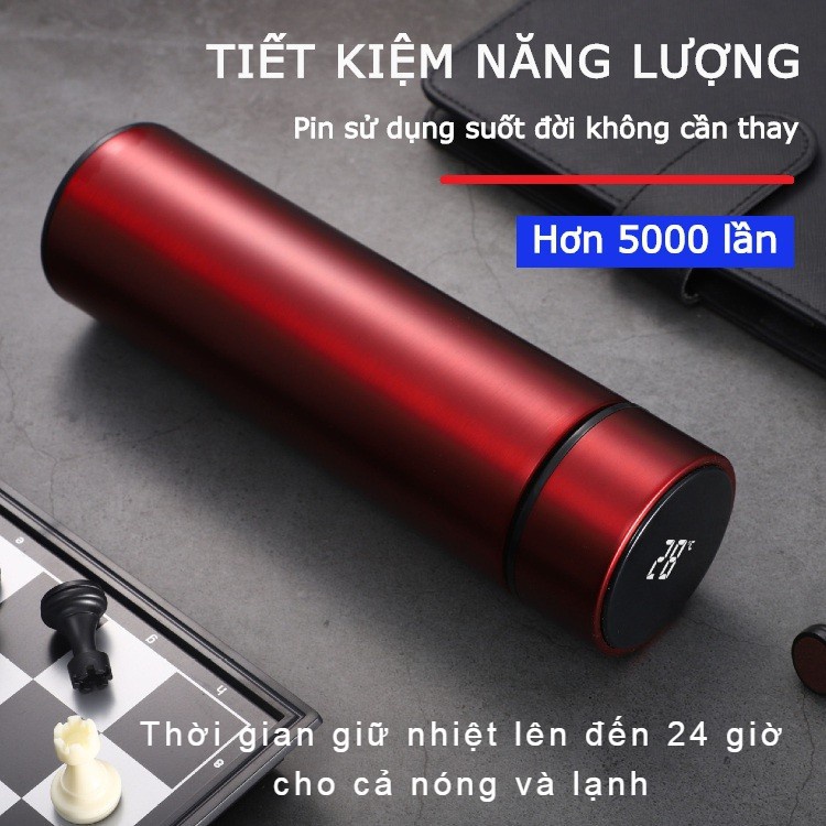 Bình giữ nhiệt Jiashi 500ml cảm ứng thông minh hiển thị nhiệt độ màn hình LED bằng thép không gỉ 304 nóng 10 tiếng BGN01