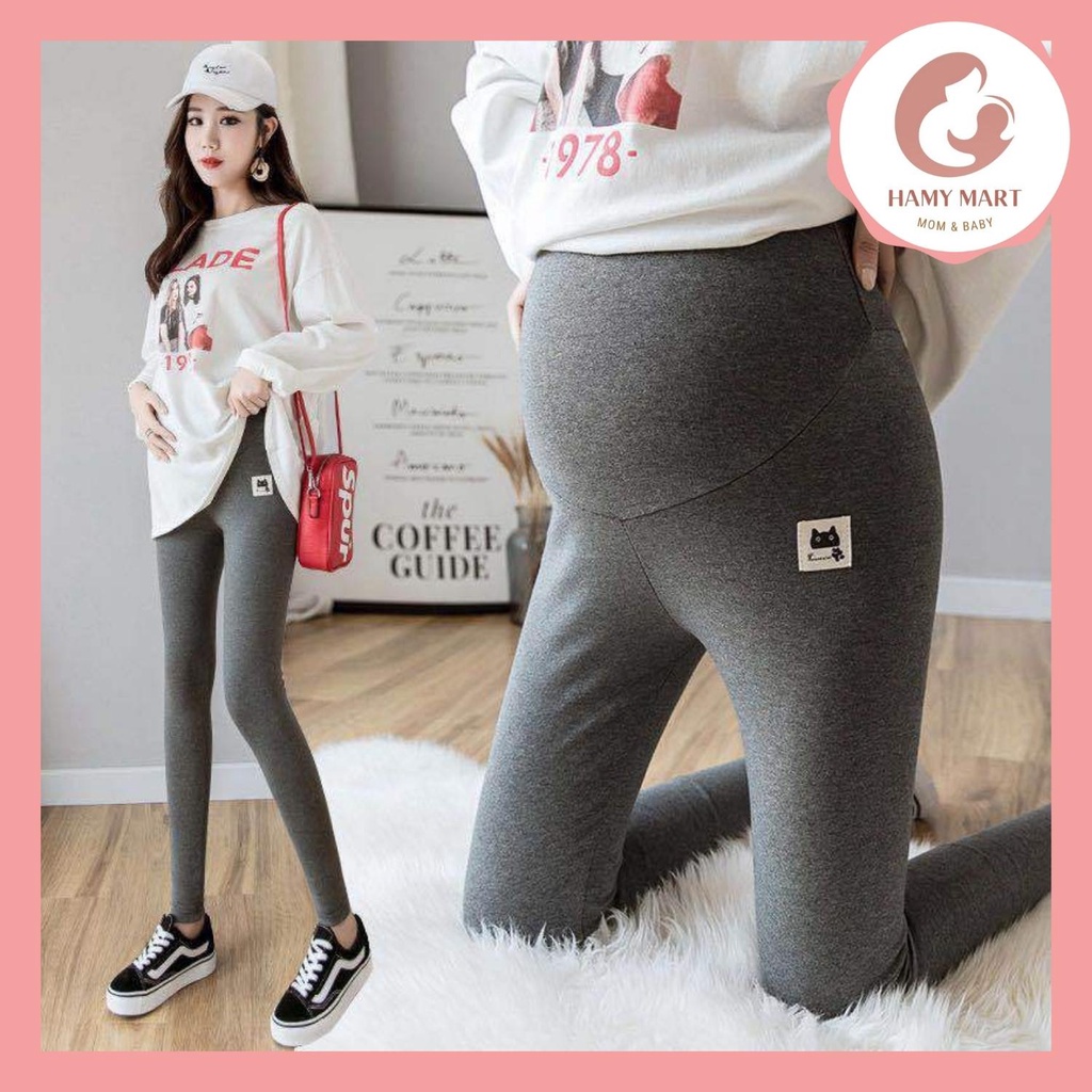 Quần leging bầu Hamymart leging bầu mèo cạp cao chất liệu co giãn 4 chiều thoải mái tuyệt đối có chun điều chỉnh qm01