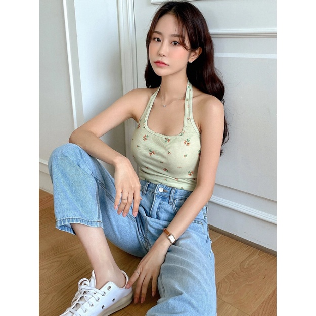 Áo cổ yếm hoa nhí sexy