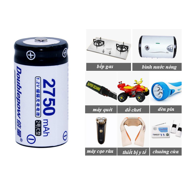 Bộ sạc Tự ngắt và 04 pin Trung Doublepow 2750mah