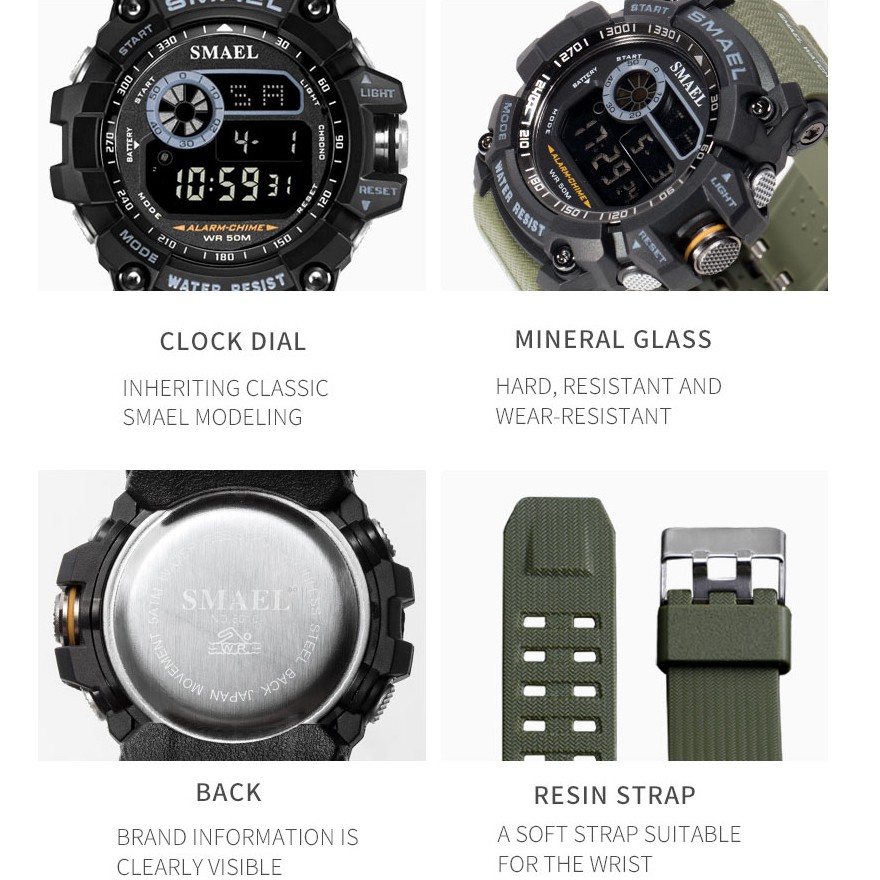 SMAEL LED Waterproof Electronic Men Watch