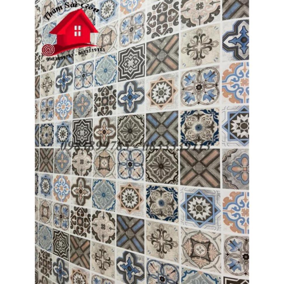 [Khổ1,2m x 50cm]Decal gạch bông ô gạch