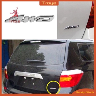 Hình Dán Chữ Nổi 3d Mạ Chrome 4wd Trang Trí Đuôi Xe