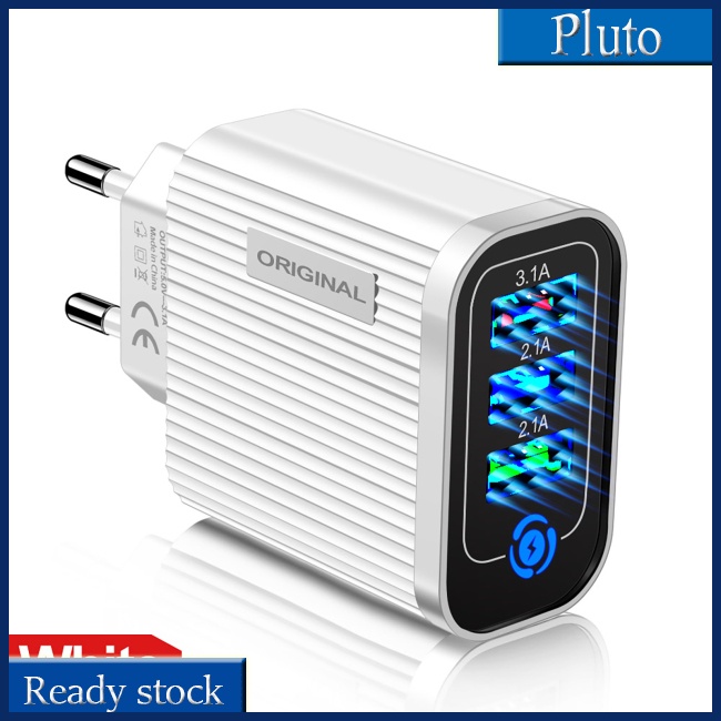 Mới Củ Sạc Nhanh 3 Cổng Usb 5V / 3A Có Đèn Led